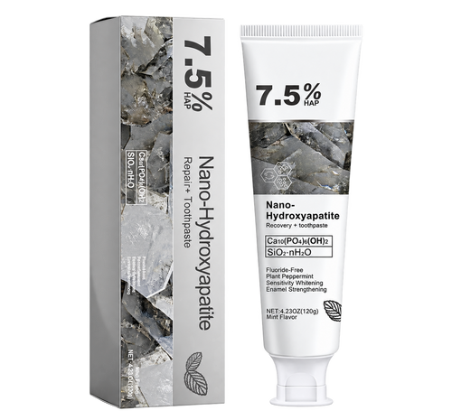 Nacralab Nano-Hydroxyapatite Toothpaste box and tube on transparent background